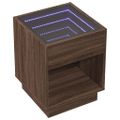 vidaXL Nočný stolík s nekonečnými LED hnedý dub 40x40x50 cm