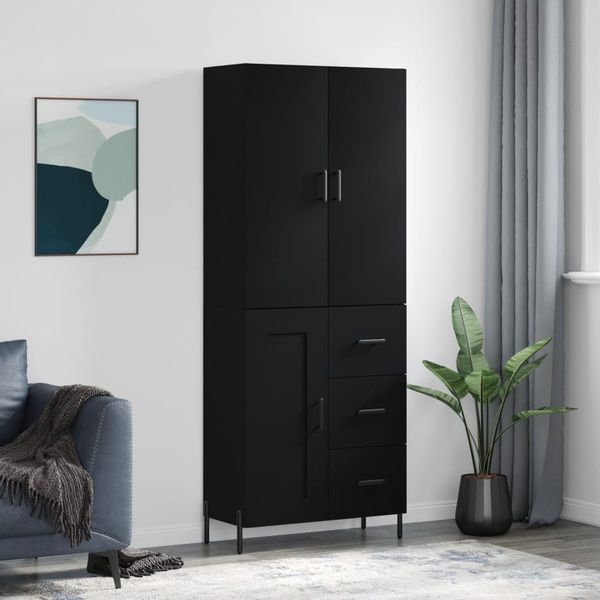 vidaXL Vysoká skrinka čierna 69,5x34x180 cm spracované drevo