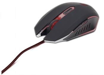 GEMBIRD MUSG-001-R herná optická myš, 2400 DPI, 6 tlačidiel, USB, čierna s červeným podsvietením