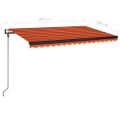vidaXL Automatická markíza s LED a senzorom vetra 400x300 cm oranžová/hnedá