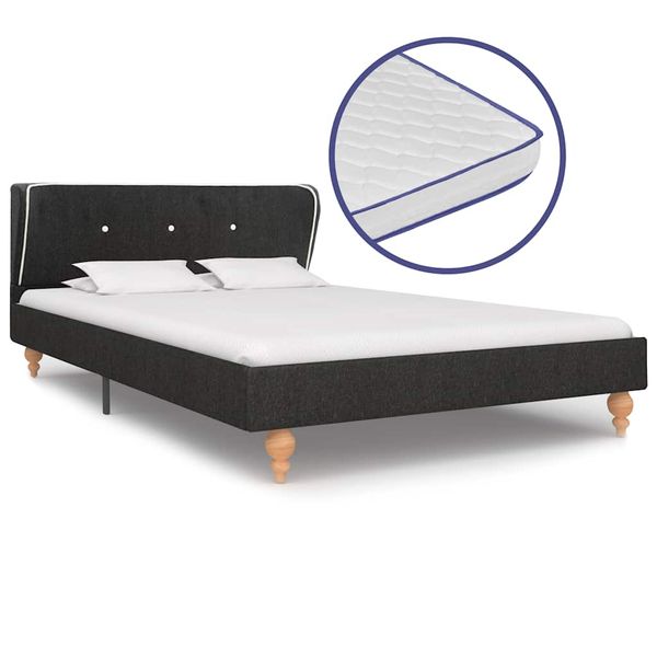 vidaXL Posteľ s matracom s pamäťovou penou tmavosivá 120x200 cm jutová