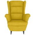 vidaXL Kreslo wingback s podnožkou horčicovo-žlté zamatové