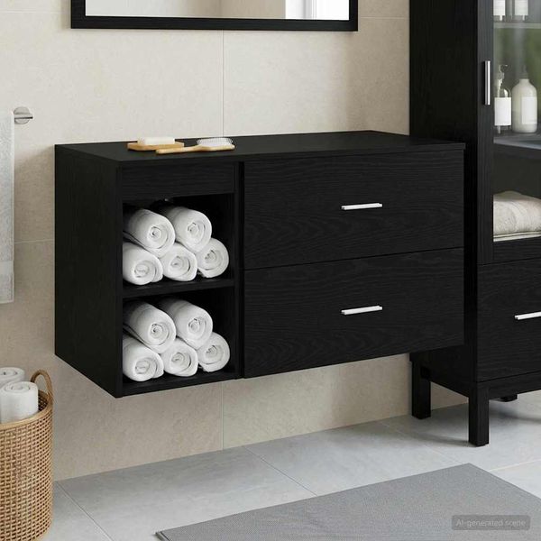 vidaXL Sada kúpeľňového nábytku 2 pcs Čierny dub Kompozitné drevo