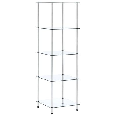 vidaXL Regál s 5 policami, priehľadný 40x40x130 cm, tvrdené sklo