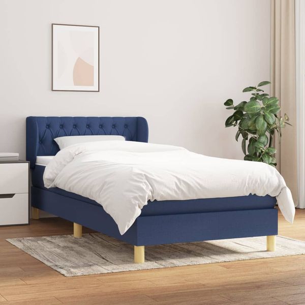 vidaXL Boxspring posteľ s matracom modrá 100x200 cm látka