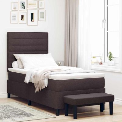 vidaXL Posteľ s pružinovým rámom Tmavohnedá 90 x 200 cm látka