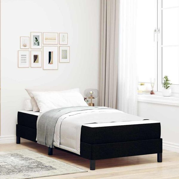 vidaXL Posteľ s pružinovým rámom s matracmi Čierna 90 x 190 cm látka