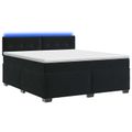 vidaXL Posteľ s boxspringom a matracom a LED Čierna 160 x 200 cm Zamat
