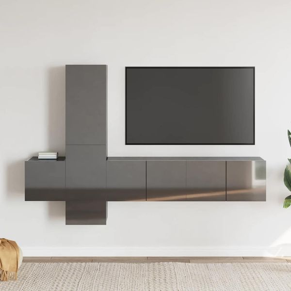 vidaXL 5-dielna súprava TV skriniek lesklá sivá drevotrieska