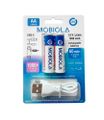 Nabíjateľné batérie AA,  USB-C, 1 650 mAh, 1.5 V - 2 ks