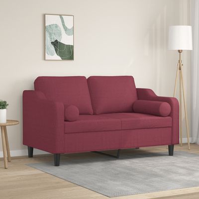 vidaXL 2-miestna pohovka s vankúšmi vínovočervená 120 cm látka