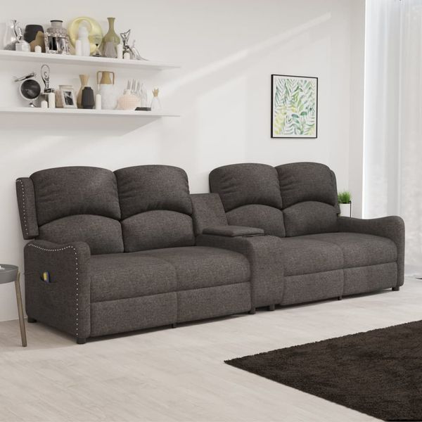 vidaXL 4-miestne sklápacie masážne kreslo+držiaky na poháre svetlosivé