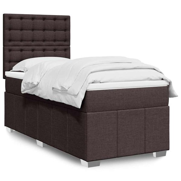 vidaXL Posteľný rám boxsping s matracom hnedý 90x200 cm látka