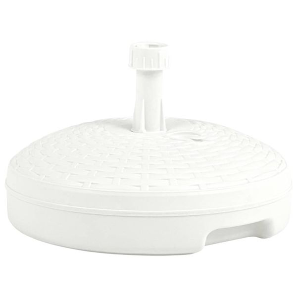 vidaXL Stojan na slnečník, náplň piesok/voda 20 l, biely, plast ratan