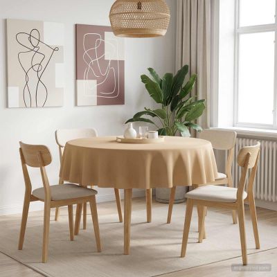 vidaXL Uterák na stôl 5 ks Okrúhly Béžová Ø 140 cm Polyester