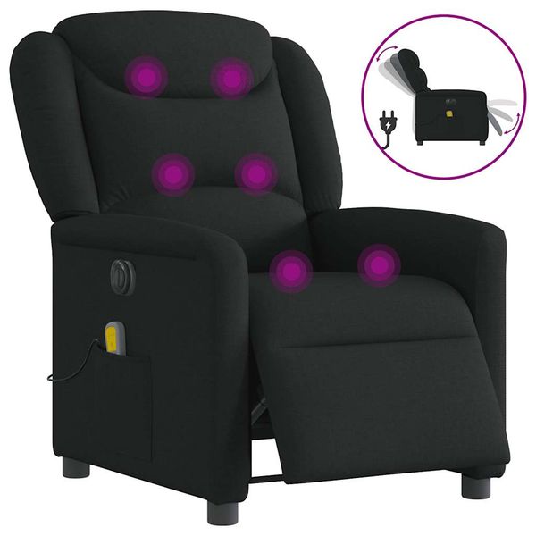 vidaXL Elektrické masážne kreslo čierne látka