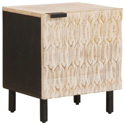 vidaXL Nočný stolík Biela 40 x 33 x 46 cm Masívne mango drevo