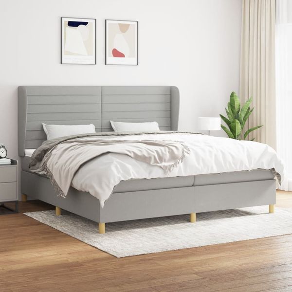 vidaXL Posteľný rám boxsping s matracom bledosivý 200x200 cm látka