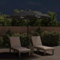 vidaXL Slnečník s oceľovou tyčou a LED svetlami 300 cm antracitový