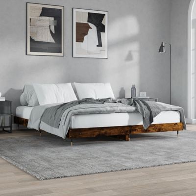 vidaXL Posteľný rám bez matraca dymový dub 160x200 cm kompozitné drevo