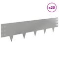 vidaXL Obrubník trávnika 20 ks 100 x 25 cm Oceľ Strieborná