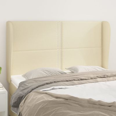 vidaXL Čelo postele so záhybmi krémový 147x23x118/128 cm umelá koža