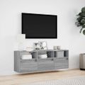 vidaXL TV nástenná skrinka s LED svetlami sivá sonoma 130x31x45 cm