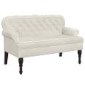 vidaXL Lavička s operadlom krémová 119,5x64,5x75 cm zamat