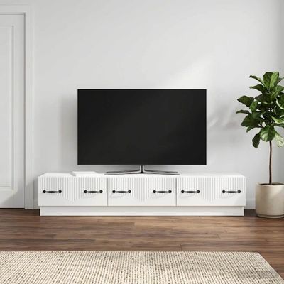 vidaXL TV skrinka Biela s vysokým leskom 147 x 34,5 x 27 cm