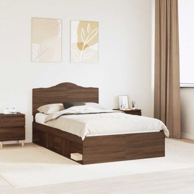 vidaXL Rám postele Hnedý dub 120 x 200 cm Masívne borovicové drevo