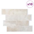 vidaXL Subway dlažba 10 ks Béžový mramor 29 x 21 cm Polyuretán a PET