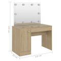 vidaXL Toaletný stolík s LED svetlami 110x55x145 cm MDF dubový