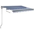 vidaXL Voľne stojaca ručne zaťahovacia markíza 350x250 cm, modro biela