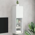 vidaXL TV skrinka s LED svetlami biela 30,5x30x102 cm