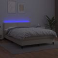 vidaXL Boxspring posteľ s matracom a LED krémová 140x190 cm umelá koža