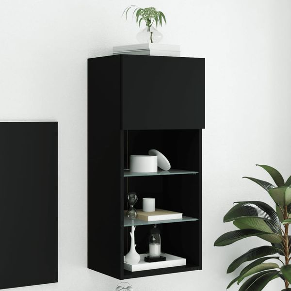 vidaXL TV skrinka s LED svetlami čierna 40,5x30x90 cm