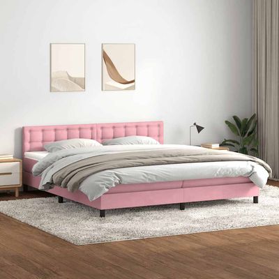 vidaXL Posteľný rám boxsping s matracom ružový 200x220 cm zamat