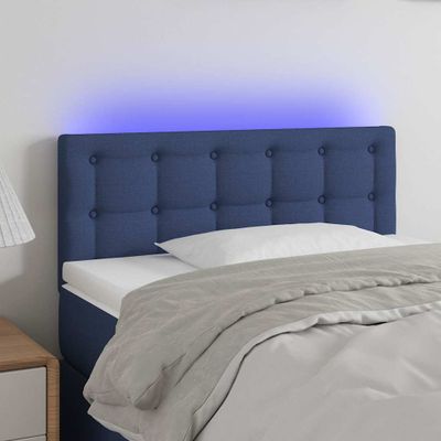 vidaXL Čelo postele s LED modré 90x5x78/88 cm látka