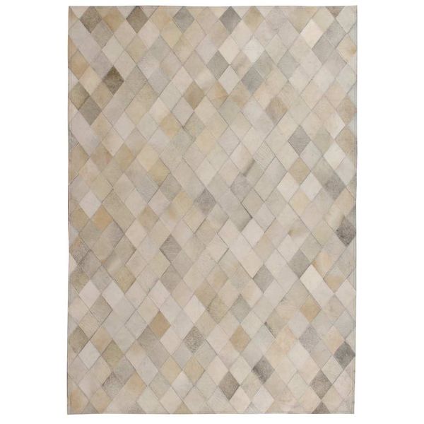 vidaXL Koberec z kúskov pravej kože, 160x230 cm, diamantovo-sivý