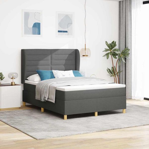 vidaXL Posteľ s pružinovým rámom Tmavo šedá 200 x 160 cm látka