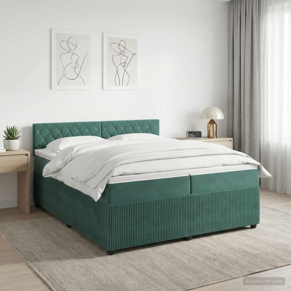 vidaXL Posteľ boxspring s matracom Tmavozelená 200 x 200 cm Zamat