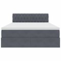 vidaXL LED úložná posteľ s matracom Tmavosivá 140 x 200 cm Zamat