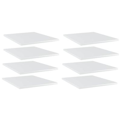 vidaXL Prídavné police 8ks, lesklé biele 40x50x1,5cm, kompozitné drevo