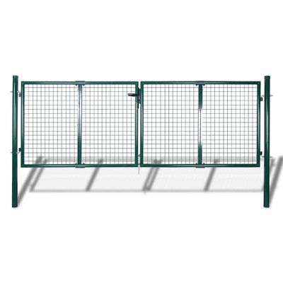 vidaXL Oceľová plotová brána 300x125 cm zelená