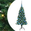 vidaXL Rohový umelý vianočný strom s 150 LED-i Zelená 120 cm PVC a kov