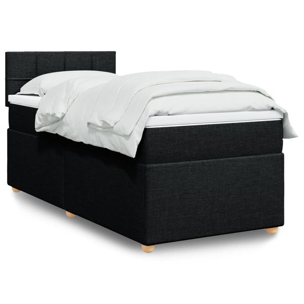 vidaXL Posteľný rám boxspring s matracom čierny 80x200 cm látka