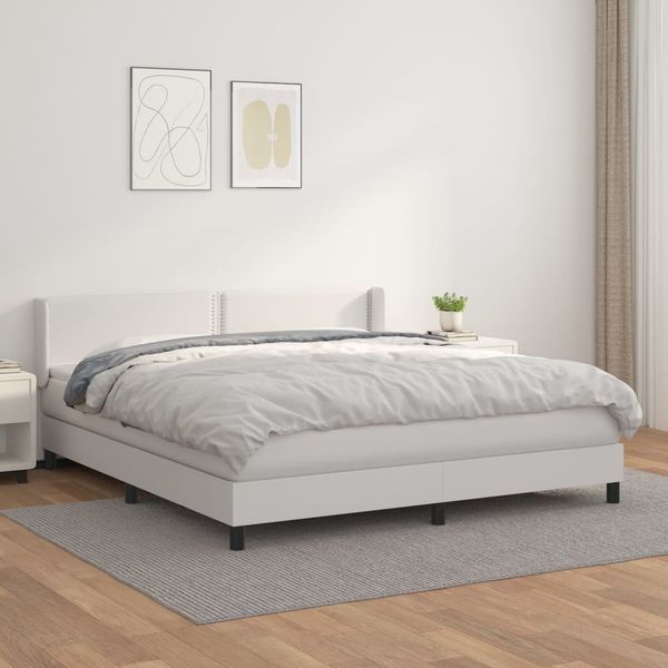 vidaXL Boxspring posteľ s matracom biela 180x200 cm umelá koža