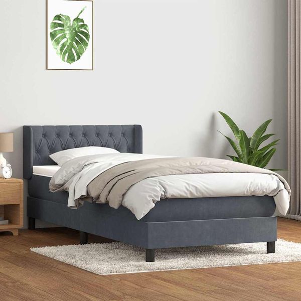 vidaXL Box Spring Posteľ s matracom Tmavosivá 100x220 cm Zamat