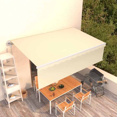 vidaXL Automatická markíza s tienidlom 5x3 m krémová