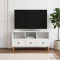 vidaXL TV skrinka 102 x 34,5 x 50 cm Vysoký Lesklý Biely